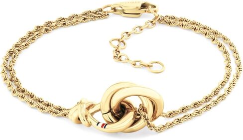 Tommy Hilfiger Women's Jewelry - Knot Pendant Bracelet – Double Rope Chain, Lobster Clasp – Adjustable – Nautical-Inspired Style - Gift for Her in Saudi Arabia