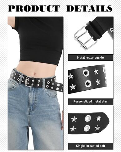 Y2k Belt with Bracelet, 5Pcs Gothic Punk Rock Accessories for Women Men, Aesthetic Set for Grunge Costumes in Saudi Arabia
