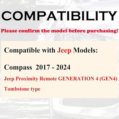 Keyless Entry Remote Control Key Fob Replacement Fits for Jeep Compass 2017 2018 2019 2020 2021 2022 2023 2024 Jeep Proximity Remote Generation 4 (GEN4) Tombstone Type M3N40821302 in Saudi Arabia