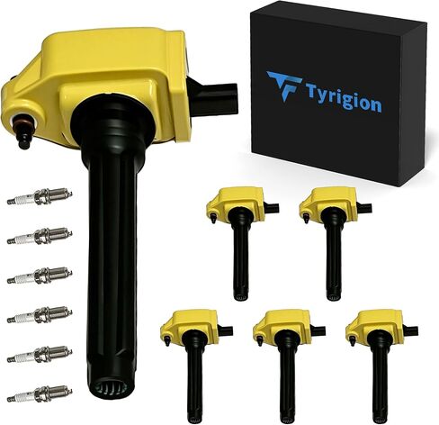 6X ملف الإشعال وسدادة الإشعال إيريديوم متوافقة مع 2011-2024 رام/كرايسلر/دودج/جيب/فولكس واجن 0221504032 UF648 in Kuwait