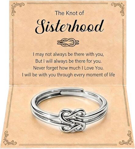 HUASAI Sister Rings with Card Hope Ring for Women Adjustable Rhinestone Double Circle Jewelry Double Knot Ring Big Little Sister Gift Jewelry for Her in Saudi Arabia