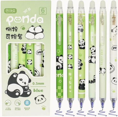 6Pcs Cute Erasable Gel Pens, 0.5mm Blue Ink Fine Point Pens, Retractable Quick Dry Smooth Writing Pens for Journaling, Drawing, Doodling, Note Taking（Capybara in Saudi Arabia