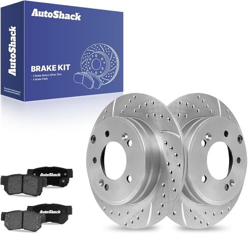 دوارات الفرامل الصلبة الخلفية من AutoShack + وسادات سيراميك 6 قطع بديلة لمجموعة الفرامل لـ 2005-2008 Hyundai Sonata 2009 Hyundai Azera 11.18 بوصة (284 مم) in Saudi Arabia