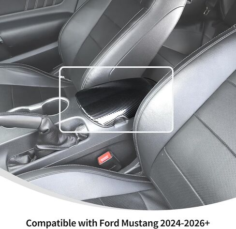 Linskip Carbon Fiber Armrest Pad Cover Compatible with 2024 2025 2026 Ford Mustang, Center Console Cover for Mustang – Elevate Your Mustang Interior Accessories in Saudi Arabia
