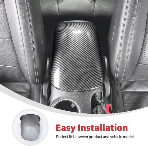 Linskip Carbon Fiber Armrest Pad Cover Compatible with 2024 2025 2026 Ford Mustang, Center Console Cover for Mustang – Elevate Your Mustang Interior Accessories in Saudi Arabia