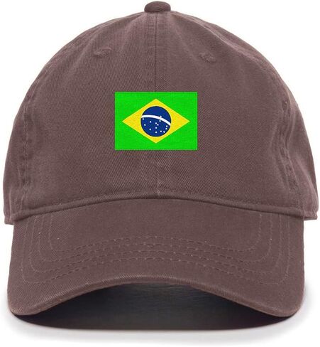 Tech Design Brazil Flag Baseball Cap Embroidered Cotton Adjustable Dad Hat in Saudi Arabia