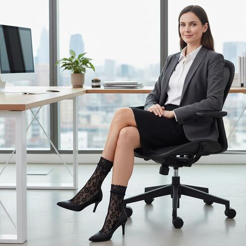 6 أزواج من جوارب الكاحل من الدانتيل للنساء، جوارب دانتيل سوداء أنيقة شبكة صيد السمك جورب الكاحل أسود مثير جورب شبكي مجوف للنساء in Kuwait