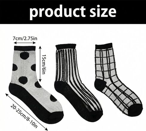 3 Pairs Black Sheer Socks Women Ankle, Women Sheer Ankle Socks Polka Dot Dress Sock See Through Sock,Dots, Stripes and Geometric,Summer in Kuwait
