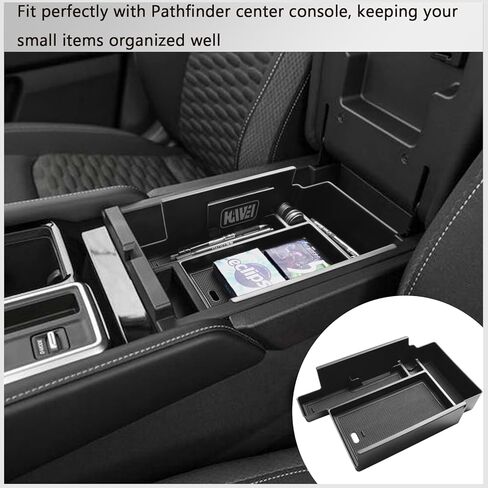 Center Console Organizer Tray Compatible with Nissan Pathfinder 2022 2023 2024 2025 2026 Interior Accessories Pathfinder Insert Middle Armrest Storage Glove Box Divider, Black in Saudi Arabia