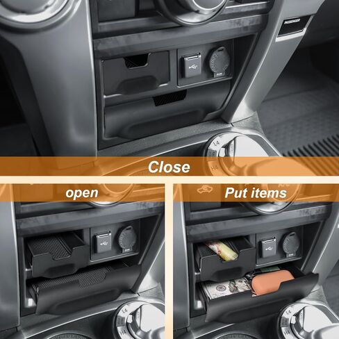 درج تخزين TACOBRO متوافق مع ملحقات Toyota 4Runner 2014-2022 2023 2024 منظم وحدة التحكم المركزية، صندوق تخزين داخلي، حجرة حامل للعملات المعدنية والبطاقات، صينية بلاستيكية ABS in Saudi Arabia