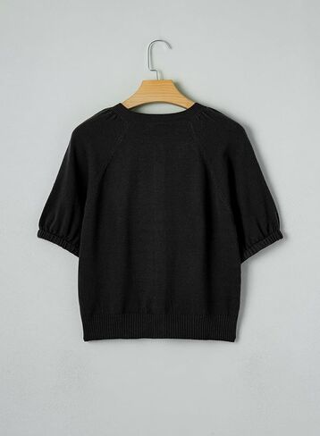Dokotoo Women's Summer Casual Puff Short Sleeve Cardigan Sweaters Lightweight Soft Crewneck Button Down Knit Sweater Tops in Saudi Arabia