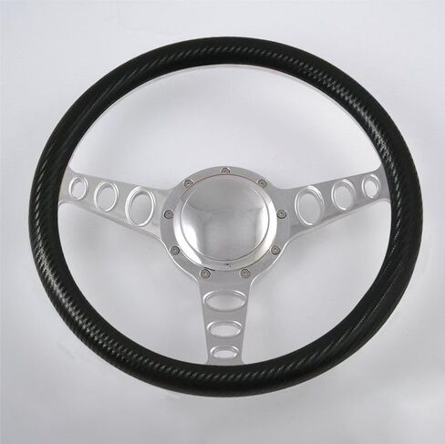 Flashpower 14'' Billet Orbiter Half Wrap 9 Bolts Steering Wheel with 2'' Dish and Horn Button (Black) in Saudi Arabia