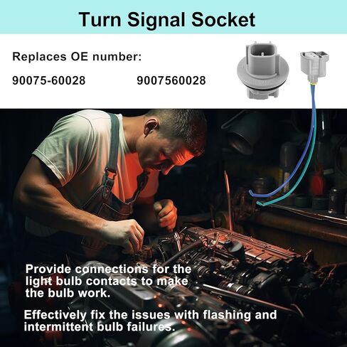 2 PCS Front Turn Signal Light Socket 2-Pin for 2012-2015 Scion tC xA, 2003-2022 4Runner Prius Tacoma Camry OE 90075-60028 Turn Light Signal Wiring Socket in Kuwait