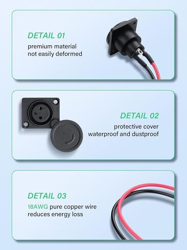 PNGKNYOCN XLR مقبس منفذ الشحن، 3Pin XLR أنثى استبدال مقبس منفذ الشحن مع غطاء مقاوم للماء متوافق مع دراجة نارية، سكوتر كهربائي، دراجة التوازن الخ (2pack) in Saudi Arabia