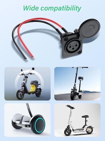 PNGKNYOCN XLR مقبس منفذ الشحن، 3Pin XLR أنثى استبدال مقبس منفذ الشحن مع غطاء مقاوم للماء متوافق مع دراجة نارية، سكوتر كهربائي، دراجة التوازن الخ (2pack) in Saudi Arabia