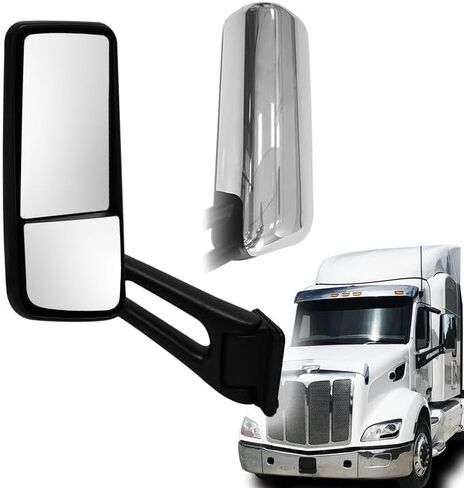 Door Mirror Chrome fit for 2013-2022 Peterbilt 579 Truck Right Passenger Side Power Heated Mirrors in Kuwait