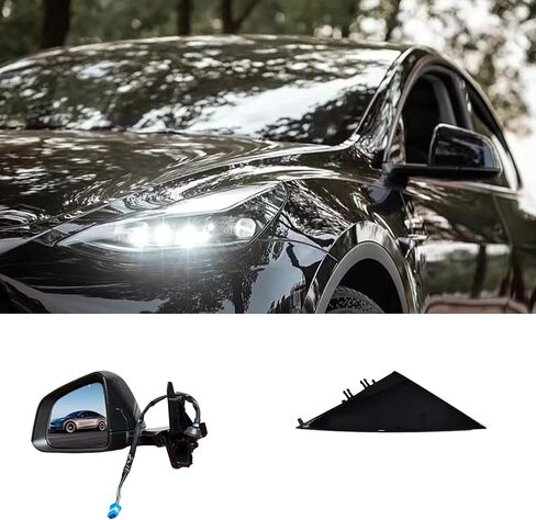 Black Right Passenger Side Mirror Replacement for Tesla Model Y 2021-2024 13-pin With Memory Recall/Power Folding/Heated Glass/Power Adjusted。 Replacement for 1594112-00-C, 1495594-00-A。 in Saudi Arabia