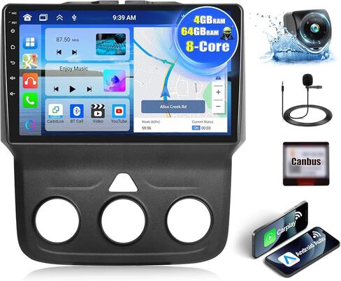 2 + 64 جيجابايت راديو السيارة ستيريو لدودج رام 2013-2018 1500 2500 3500 مع CarPlay اللاسلكي Android Auto 9 بوصة تعمل باللمس وحدة الرأس Android 13 ستيريو السيارة مع نظام تحديد المواقع العالمي (GPS) بلوتوث FM AHD كاميرا احتياطية in Saudi Arabia