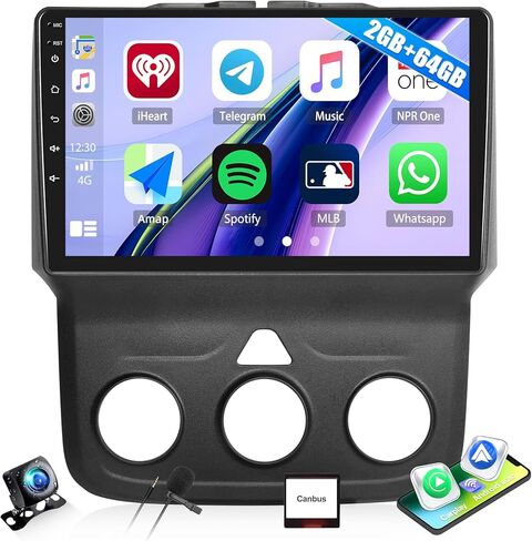 2 + 64 جيجابايت راديو السيارة ستيريو لدودج رام 2013-2018 1500 2500 3500 مع CarPlay اللاسلكي Android Auto 9 بوصة تعمل باللمس وحدة الرأس Android 13 ستيريو السيارة مع نظام تحديد المواقع العالمي (GPS) بلوتوث FM AHD كاميرا احتياطية in Saudi Arabia