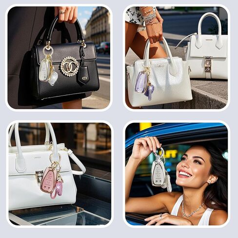 Key Fob Cover with Diamond Keychain Car Key Holder Case Compatible with Buick GX Enclave Encore LaCrosse Regal Envision Tourx GL8 Smart Remote Key Protector for Women, 6 Buttons (White-Heart) in Saudi Arabia