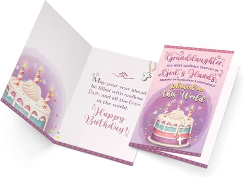 Prime Greetings Religious Birthday Card For Granddaughter, Made in America, Eco-Friendly, Thick Card Stock with Premium Envelope 5in x 7.75in, Packaged in Protective Mailer in Saudi Arabia