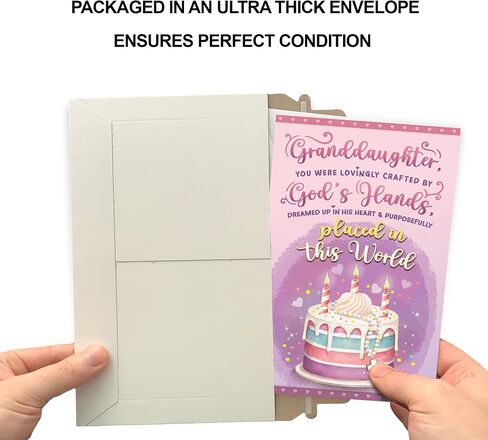 Prime Greetings Religious Birthday Card For Granddaughter, Made in America, Eco-Friendly, Thick Card Stock with Premium Envelope 5in x 7.75in, Packaged in Protective Mailer in Saudi Arabia