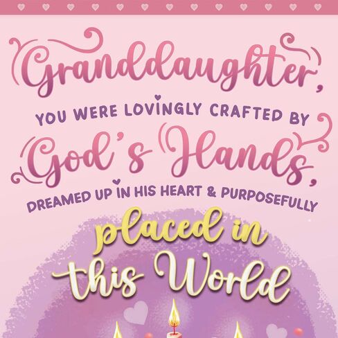 Prime Greetings Religious Birthday Card For Granddaughter, Made in America, Eco-Friendly, Thick Card Stock with Premium Envelope 5in x 7.75in, Packaged in Protective Mailer in Saudi Arabia