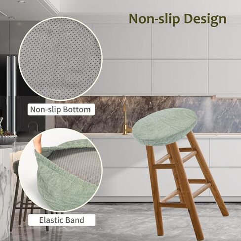 KRFOONN Waterproof Bar Stool Cushion 12 Inch Round Bar Cushions Chair Pad Soft Round Foam Padded Seat Cushions Washable Bar Stool Covers with Non Slip Backing Elastic Bottom (12 Inch, Green) in Saudi Arabia