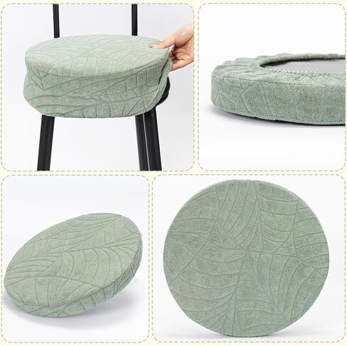 KRFOONN Waterproof Bar Stool Cushion 12 Inch Round Bar Cushions Chair Pad Soft Round Foam Padded Seat Cushions Washable Bar Stool Covers with Non Slip Backing Elastic Bottom (12 Inch, Green) in Saudi Arabia