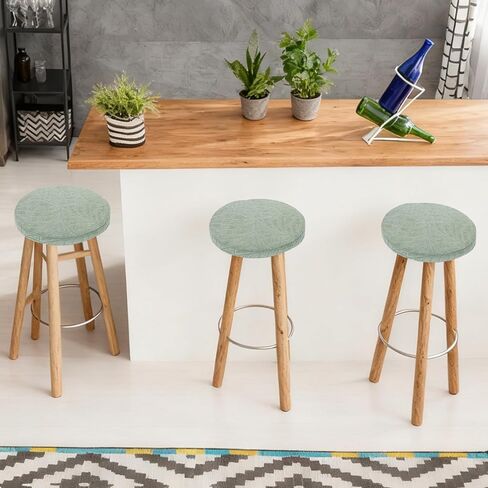 KRFOONN Waterproof Bar Stool Cushion 12 Inch Round Bar Cushions Chair Pad Soft Round Foam Padded Seat Cushions Washable Bar Stool Covers with Non Slip Backing Elastic Bottom (12 Inch, Green) in Saudi Arabia