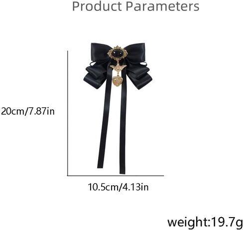 Vintage Bow Pre-Tied Brooch for Women Girls Gothic Oval Stone Love Heart Angel Charms Drop Layer Bow Tie Brooches Lapel Pins Elegant Corsage Collar Ceremony Halloween Party Accessories Gift in Saudi Arabia