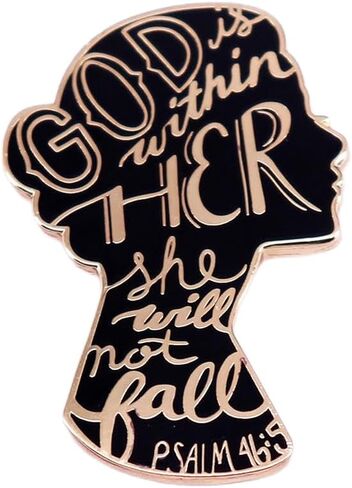 God Is Within Her She Will Not Fall Enamel Lapel Pin Christian Inspiration Badge Brooch PSALM 46:5 Brooch For Christian Gift in Saudi Arabia