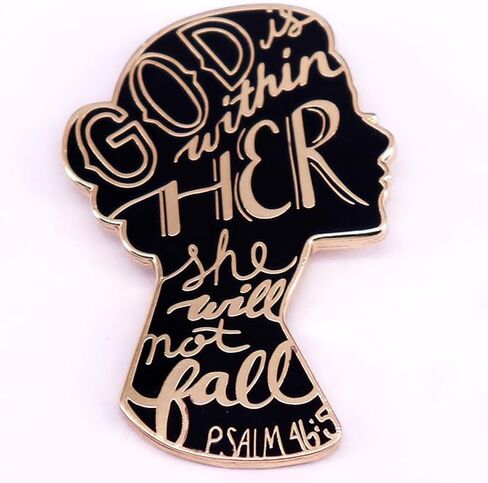 God Is Within Her She Will Not Fall Enamel Lapel Pin Christian Inspiration Badge Brooch PSALM 46:5 Brooch For Christian Gift in Saudi Arabia