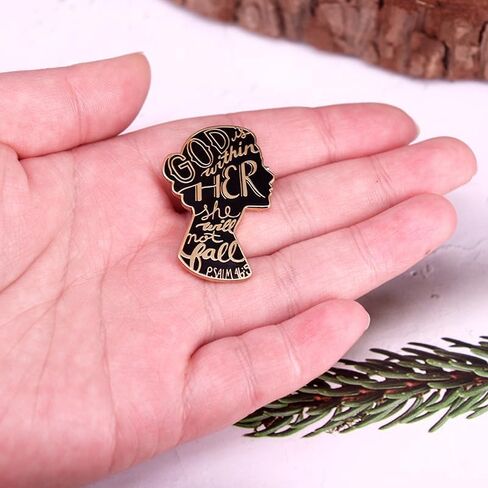 God Is Within Her She Will Not Fall Enamel Lapel Pin Christian Inspiration Badge Brooch PSALM 46:5 Brooch For Christian Gift in Saudi Arabia