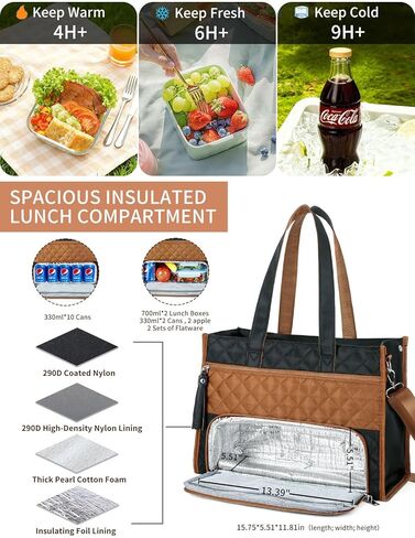 Rexmore Commuter Chic Duo: Women's Phone Crossbody Bag & 2-in-1 Insulated Laptop Lunch Tote in Kuwait