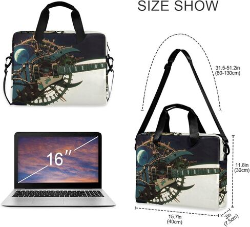Anime Guitar Print Laptop Shoulder Bag Sleeve Case with Multi-Pockets Messenger Bag Briefcase Fits 13-16 in Laptops Tablets in Kuwait