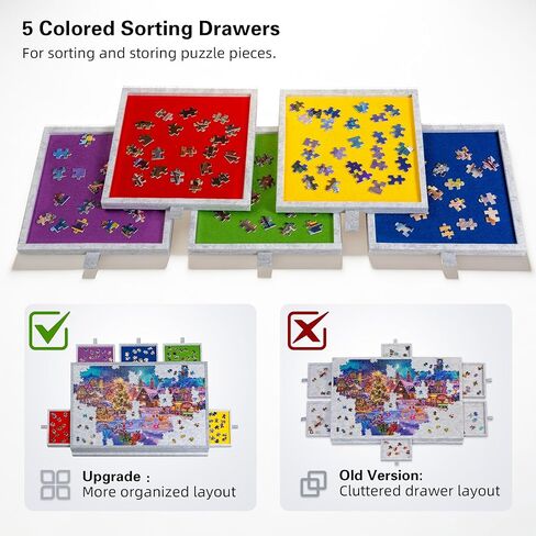 Lavievert Tilting Puzzle Board with 2-in-1 Designed Stand & Cover, Super Lightweight Felt Puzzle Plateau with 6 Drawers, Portable Jigsaw Puzzle Table for Games Up to 1000 Pieces - Light Gray in Kuwait