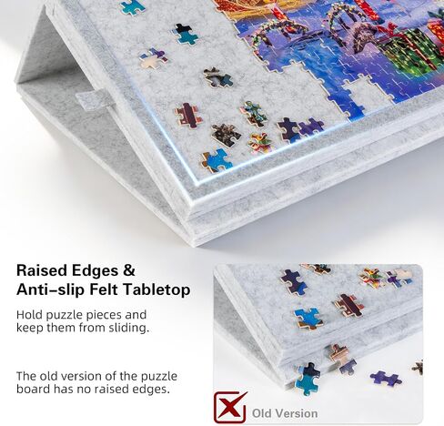 Lavievert Tilting Puzzle Board with 2-in-1 Designed Stand & Cover, Super Lightweight Felt Puzzle Plateau with 6 Drawers, Portable Jigsaw Puzzle Table for Games Up to 1000 Pieces - Light Gray in Kuwait