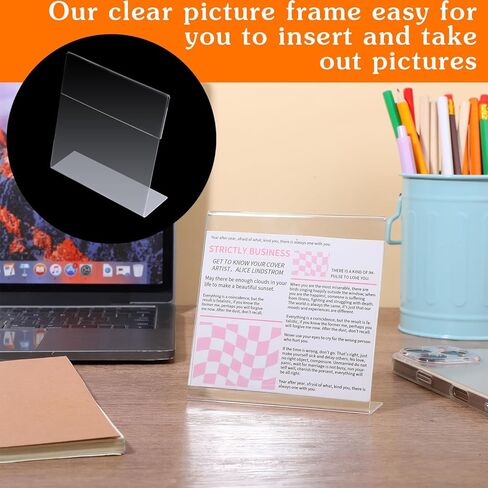 30 Pcs Acrylic Photo Frames 4 x 4 Inch Clear Picture Frames Slant Back Plastic Booth L Shaped Photo Stand Horizontal Small Sign Holder Name Display Stand with Insert for Home Office in Kuwait