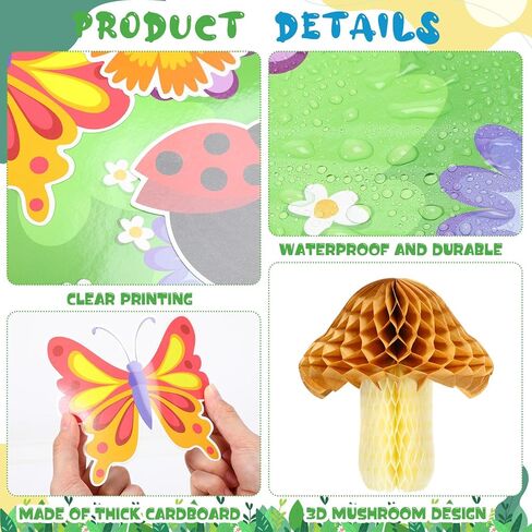 Pajean Spring Bulletin Board Decoration Set with 3D Mushroom Honeycomb Balls Never Stop Growing Classroom Inspirational Bulletin Board for Motivational Office Classroom Chalkboard Wall Decor Supplies in Saudi Arabia