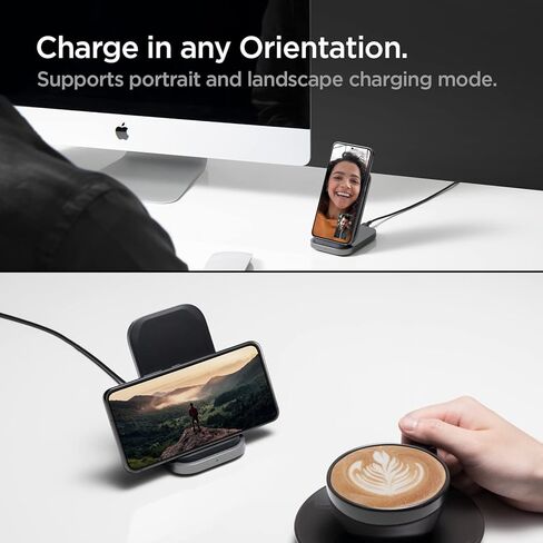 Spigen [Designed for Samsung] Qi True 15W Super Fast Wireless Charger Stand for Samsung Galaxy Z Fold Flip 6 5 4 3 S24 Ultra Plus S23 S22 Note S21 S20 S10 S10e Note 10 and More [No Adapter Included] in Kuwait