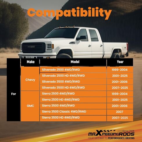 Maxpeedingrods Fit 3.5-7.5" ممتصات صدمات خلفية للرفع لسيارة Chevy Silverado 2500/3500 HD 1999-2025، ترقية سلسلة G1 in Saudi Arabia