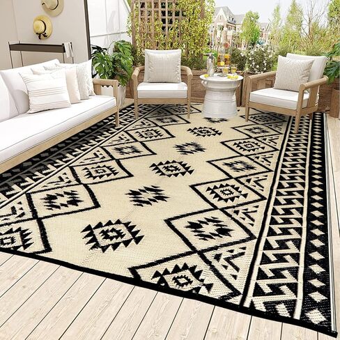 سجادات LILIOFFIC ذات وجهين - سجادة من القش البلاستيكي، سجادة خارجية مقاس 5 × 8 بوصة لديكور الفناء، سجاد المنطقة الحديثة، سجادة أرضية للأماكن الخارجية، عربة سكن متنقلة، الفناء الخلفي، سطح السفينة، النزهة، الشاطئ، المقطورة، التخييم، رمادي in Kuwait