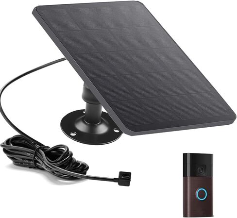 Solar Charge Compatible with Ring Battery Doorbell with a USB-C Power Connector.Ring Solar Charger for Battery Doorbell (Black) in Saudi Arabia