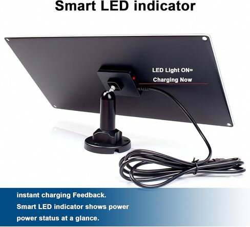 12W High-Power Solar Panel for Security Camera, 5V USB-C Solar Charger with Micro USB & Barrel Adapters, Outdoor Weatherproof for Continuous Home and Property Monitoring in Kuwait