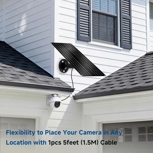 12W High-Power Solar Panel for Security Camera, 5V USB-C Solar Charger with Micro USB & Barrel Adapters, Outdoor Weatherproof for Continuous Home and Property Monitoring in Kuwait