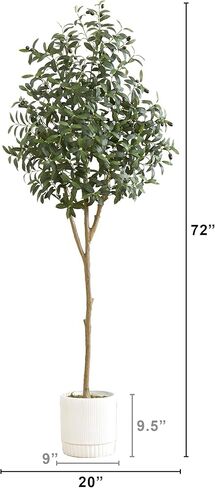 Nearly Natural 6ft. Artificial Olive Tree with White Decorative Planter in Saudi Arabia