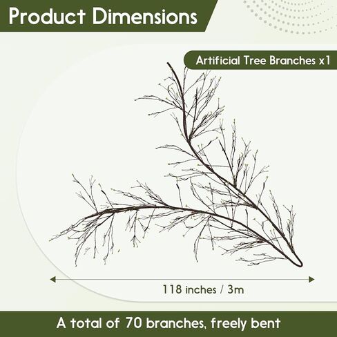 فروع شجرة اصطناعية مقاس 118 بوصة، فروع شجرة صناعية قابلة للطرق، أعواد بلاستيكية قابلة للانحناء، كرمة/سيقان لتزيين المزهريات والنباتات الخضراء بنفسك لتزيين حفلات المنزل والمكتب in Kuwait