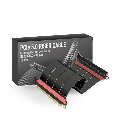 LINKUP - AVA5 PCIE 5.0 Riser Cable | Future Proof for Gen 5 GPU Vertical Mount | x16 128GB/s Speed | Compatible with PCIe 4.0 & WRX80/WRX90E | Straight, Black 20cm in Saudi Arabia