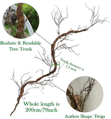 1 قطعة 79 بوصة كبيرة قابلة للانحناء قرون غزال صناعية طويلة للحرف اليدوية معلقة على الحائط من أشجار الغابة المجعدة والصفصاف الطويلة فروع الغابات شجرة جذع الخشب زينة عيد الميلاد لعيد الهالوين ديكور عيد الفصح in Kuwait